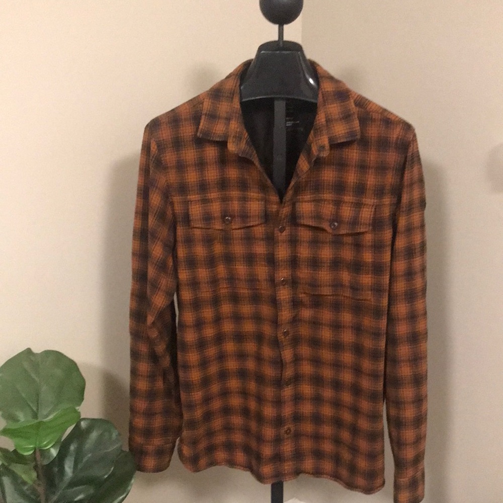 REI mens L Tall brown cotton flannel shirt button up top large